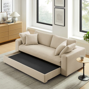 Modway Furniture Commix Down-Filled Overstuffed Sleeper Sofa - Luxurious Comfort with Modern Design and No Assembly Needed Light Beige EEI-7080-LBG
