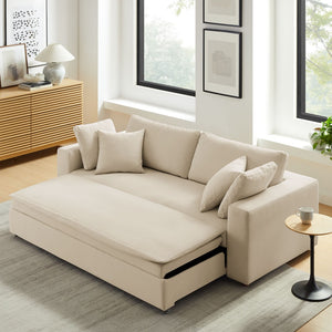 Modway Furniture Commix Down-Filled Overstuffed Sleeper Sofa - Luxurious Comfort with Modern Design and No Assembly Needed Light Beige EEI-7080-LBG