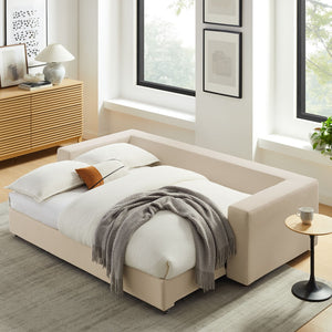 Modway Furniture Commix Down-Filled Overstuffed Sleeper Sofa - Luxurious Comfort with Modern Design and No Assembly Needed Light Beige EEI-7080-LBG