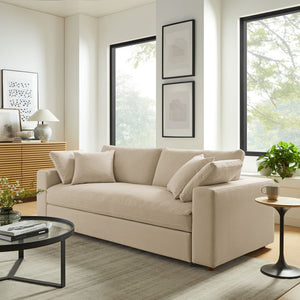 Modway Furniture Commix Down-Filled Overstuffed Sleeper Sofa - Luxurious Comfort with Modern Design and No Assembly Needed Light Beige EEI-7080-LBG