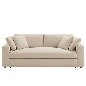 Modway Furniture Commix Down-Filled Overstuffed Sleeper Sofa - Luxurious Comfort with Modern Design and No Assembly Needed Light Beige EEI-7080-LBG