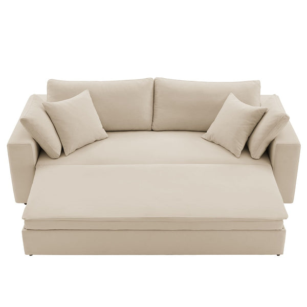 Modway Furniture Commix Down-Filled Overstuffed Sleeper Sofa - Luxurious Comfort with Modern Design and No Assembly Needed Light Beige EEI-7080-LBG