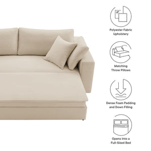 Modway Furniture Commix Down-Filled Overstuffed Sleeper Sofa - Luxurious Comfort with Modern Design and No Assembly Needed Light Beige EEI-7080-LBG
