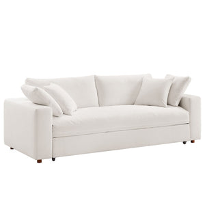 Modway Furniture Commix Down-Filled Overstuffed Sleeper Sofa - Luxurious Comfort with Modern Design and No Assembly Needed Pure White EEI-7080-PUW