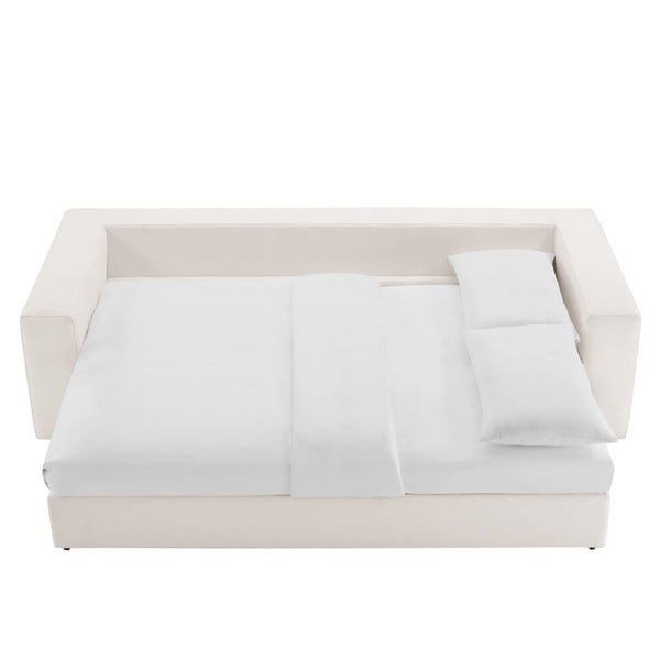 Modway Furniture Commix Down-Filled Overstuffed Sleeper Sofa - Luxurious Comfort with Modern Design and No Assembly Needed Pure White EEI-7080-PUW