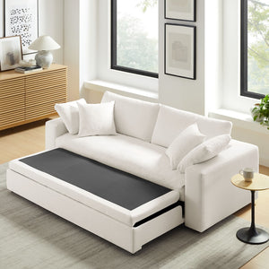 Modway Furniture Commix Down-Filled Overstuffed Sleeper Sofa - Luxurious Comfort with Modern Design and No Assembly Needed Pure White EEI-7080-PUW
