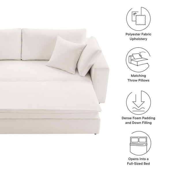 Modway Furniture Commix Down-Filled Overstuffed Sleeper Sofa - Luxurious Comfort with Modern Design and No Assembly Needed Pure White EEI-7080-PUW