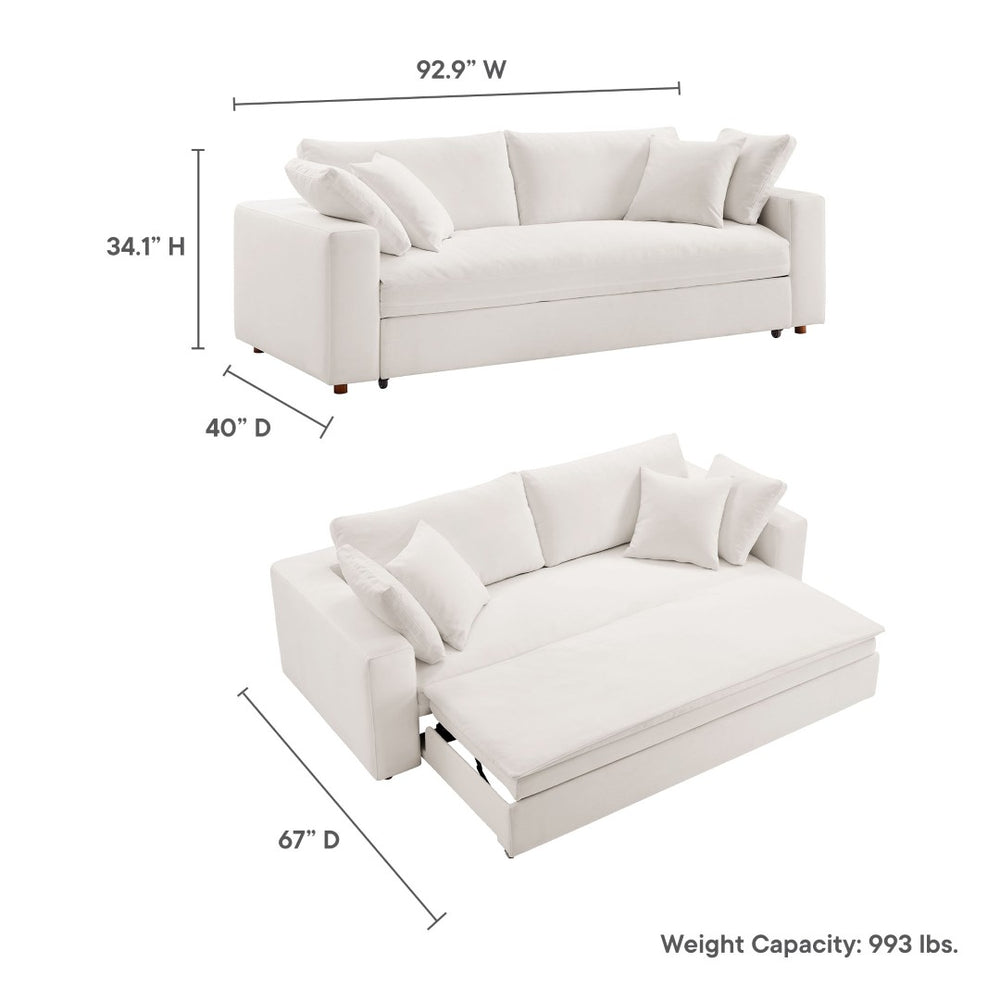 Modway Furniture Commix Down-Filled Overstuffed Sleeper Sofa - Luxurious Comfort with Modern Design and No Assembly Needed Pure White EEI-7080-PUW