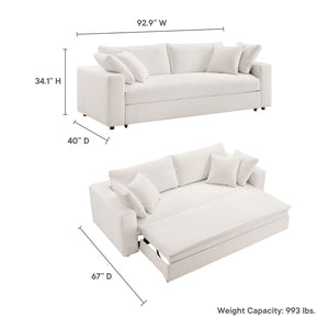 Modway Furniture Commix Down-Filled Overstuffed Sleeper Sofa - Luxurious Comfort with Modern Design and No Assembly Needed Pure White EEI-7080-PUW