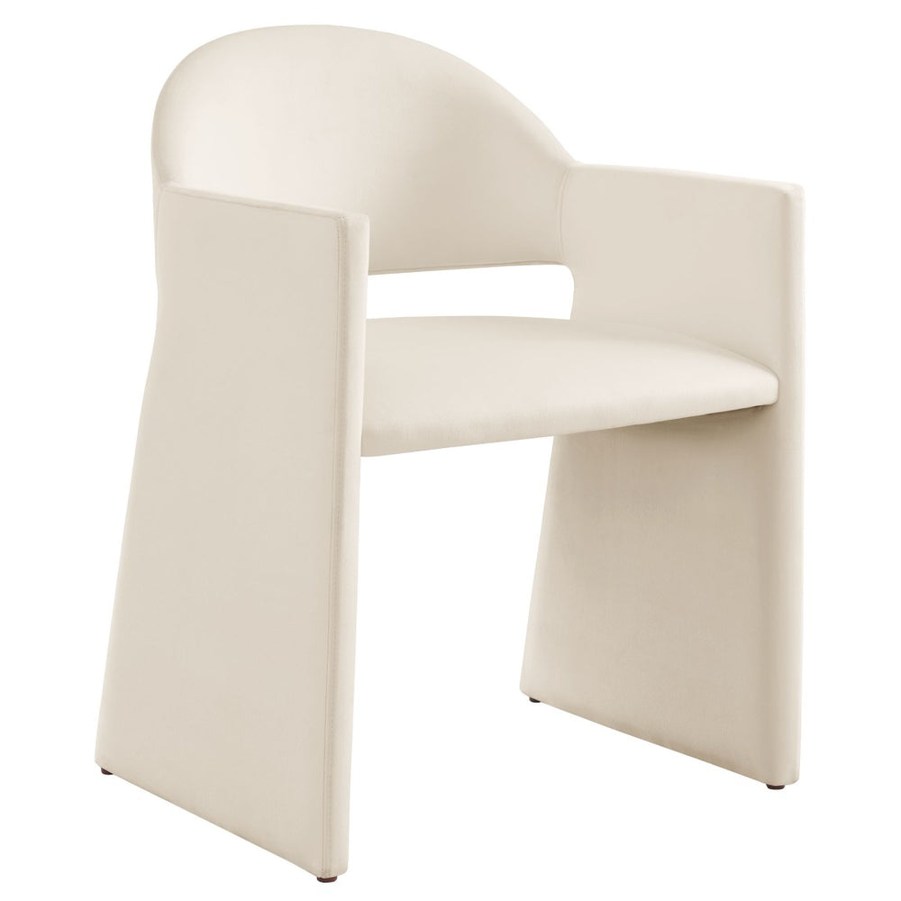 Modway Furniture Talia Performance Velvet Dining Armchair - Sculptural Comfort for Modern Spaces, Fully Assembled Design Alabaster EEI-7081-ALA