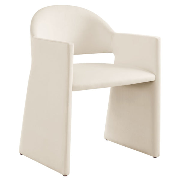 Modway Furniture Talia Performance Velvet Dining Armchair - Sculptural Comfort for Modern Spaces, Fully Assembled Design Alabaster EEI-7081-ALA