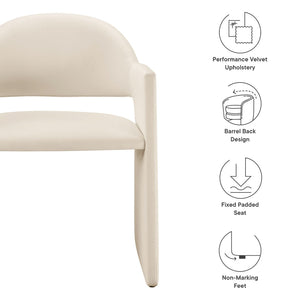 Modway Furniture Talia Performance Velvet Dining Armchair - Sculptural Comfort for Modern Spaces, Fully Assembled Design Alabaster EEI-7081-ALA