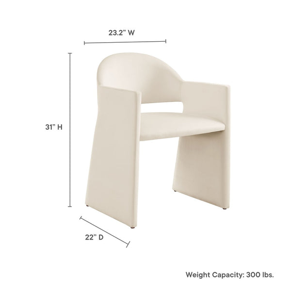 Modway Furniture Talia Performance Velvet Dining Armchair - Sculptural Comfort for Modern Spaces, Fully Assembled Design Alabaster EEI-7081-ALA