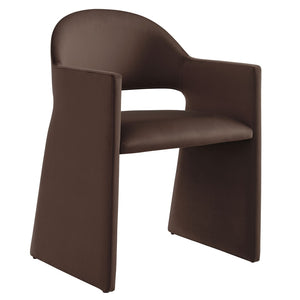 Modway Furniture Talia Performance Velvet Dining Armchair - Sculptural Comfort for Modern Spaces, Fully Assembled Design Chocolate Brown EEI-7081-CHB