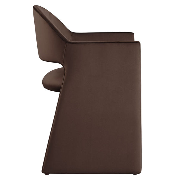 Modway Furniture Talia Performance Velvet Dining Armchair - Sculptural Comfort for Modern Spaces, Fully Assembled Design Chocolate Brown EEI-7081-CHB