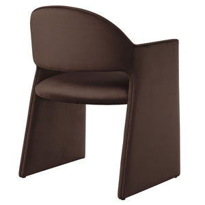 Modway Furniture Talia Performance Velvet Dining Armchair - Sculptural Comfort for Modern Spaces, Fully Assembled Design Chocolate Brown EEI-7081-CHB