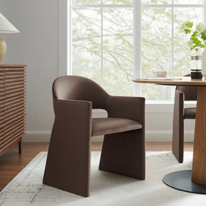 Modway Furniture Talia Performance Velvet Dining Armchair - Sculptural Comfort for Modern Spaces, Fully Assembled Design Chocolate Brown EEI-7081-CHB