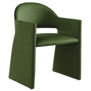 Modway Furniture Talia Performance Velvet Dining Armchair - Sculptural Comfort for Modern Spaces, Fully Assembled Design Moss Green EEI-7081-MOG