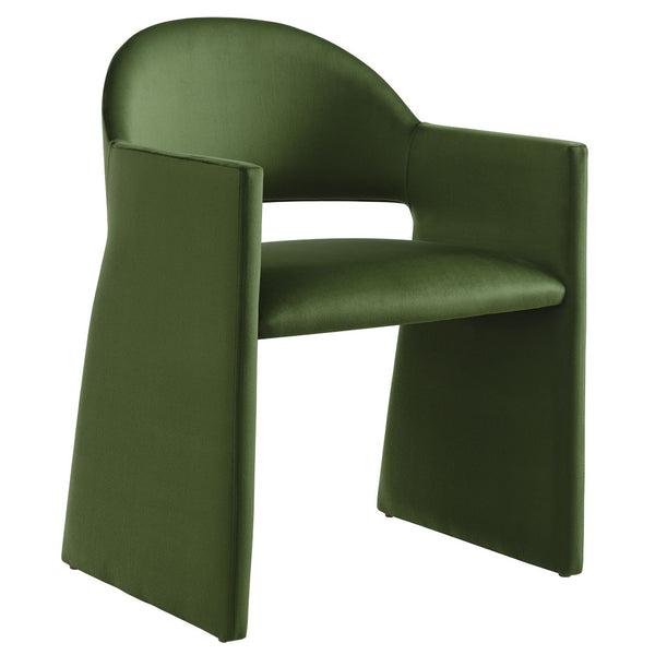 Modway Furniture Talia Performance Velvet Dining Armchair - Sculptural Comfort for Modern Spaces, Fully Assembled Design Moss Green EEI-7081-MOG