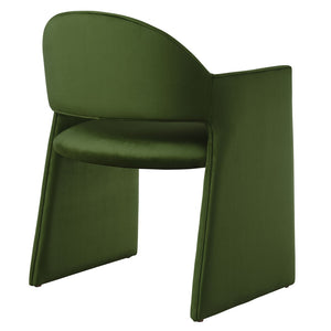 Modway Furniture Talia Performance Velvet Dining Armchair - Sculptural Comfort for Modern Spaces, Fully Assembled Design Moss Green EEI-7081-MOG