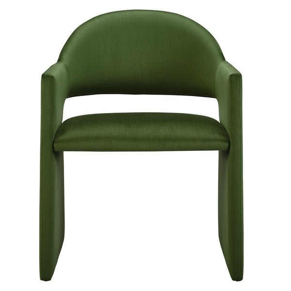 Modway Furniture Talia Performance Velvet Dining Armchair - Sculptural Comfort for Modern Spaces, Fully Assembled Design Moss Green EEI-7081-MOG