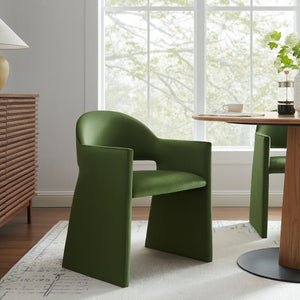 Modway Furniture Talia Performance Velvet Dining Armchair - Sculptural Comfort for Modern Spaces, Fully Assembled Design Moss Green EEI-7081-MOG