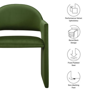 Modway Furniture Talia Performance Velvet Dining Armchair - Sculptural Comfort for Modern Spaces, Fully Assembled Design Moss Green EEI-7081-MOG