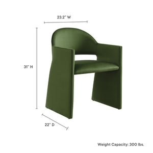 Modway Furniture Talia Performance Velvet Dining Armchair - Sculptural Comfort for Modern Spaces, Fully Assembled Design Moss Green EEI-7081-MOG