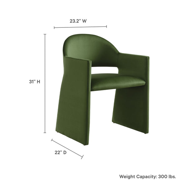Modway Furniture Talia Performance Velvet Dining Armchair - Sculptural Comfort for Modern Spaces, Fully Assembled Design Moss Green EEI-7081-MOG