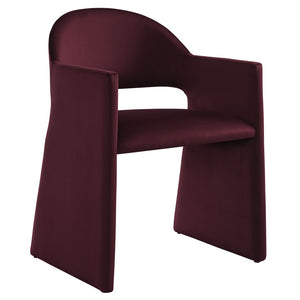 Modway Furniture Talia Performance Velvet Dining Armchair - Sculptural Comfort for Modern Spaces, Fully Assembled Design Mulberry EEI-7081-MUL