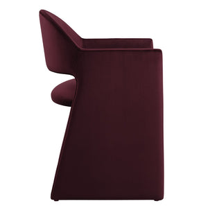 Modway Furniture Talia Performance Velvet Dining Armchair - Sculptural Comfort for Modern Spaces, Fully Assembled Design Mulberry EEI-7081-MUL
