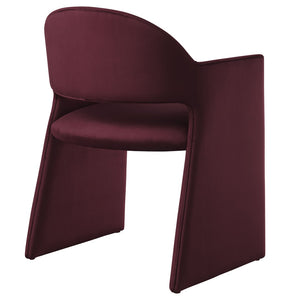 Modway Furniture Talia Performance Velvet Dining Armchair - Sculptural Comfort for Modern Spaces, Fully Assembled Design Mulberry EEI-7081-MUL