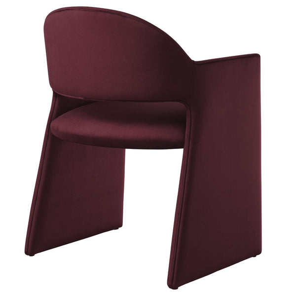 Modway Furniture Talia Performance Velvet Dining Armchair - Sculptural Comfort for Modern Spaces, Fully Assembled Design Mulberry EEI-7081-MUL