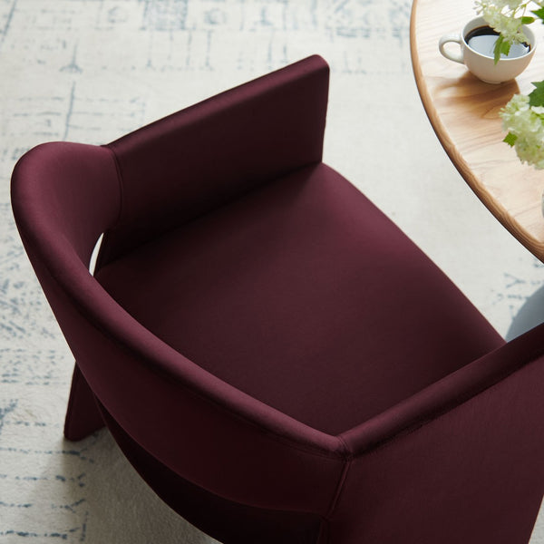 Modway Furniture Talia Performance Velvet Dining Armchair - Sculptural Comfort for Modern Spaces, Fully Assembled Design Mulberry EEI-7081-MUL
