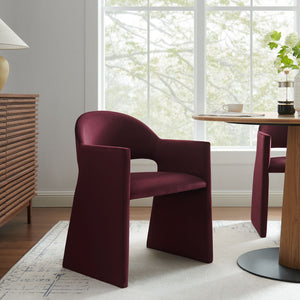 Modway Furniture Talia Performance Velvet Dining Armchair - Sculptural Comfort for Modern Spaces, Fully Assembled Design Mulberry EEI-7081-MUL