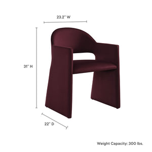 Modway Furniture Talia Performance Velvet Dining Armchair - Sculptural Comfort for Modern Spaces, Fully Assembled Design Mulberry EEI-7081-MUL