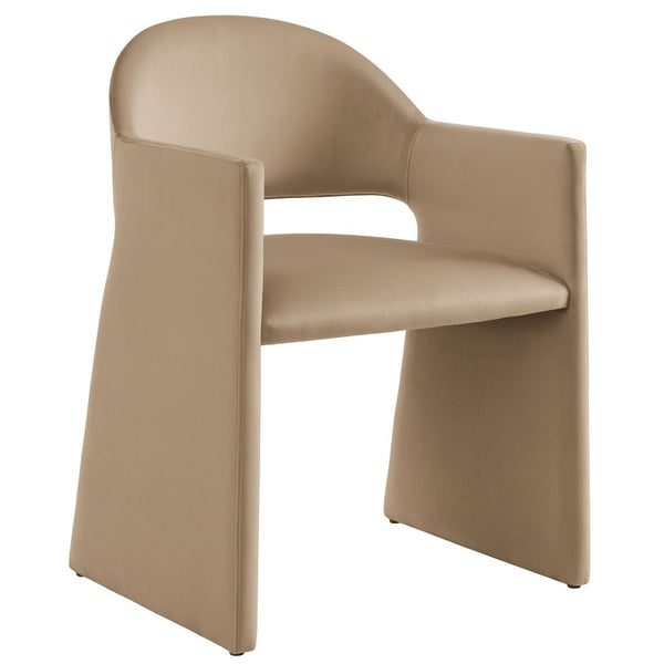 Modway Furniture Talia Performance Velvet Dining Armchair - Sculptural Comfort for Modern Spaces, Fully Assembled Design Taupe EEI-7081-TAU