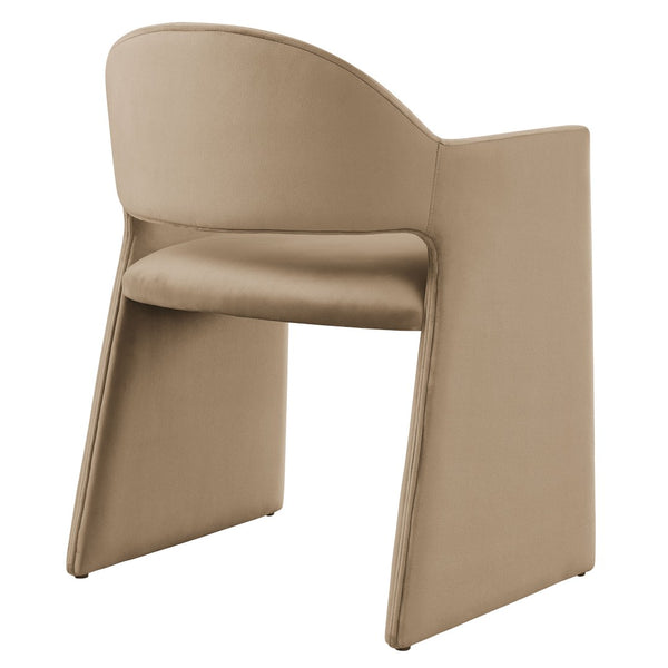Modway Furniture Talia Performance Velvet Dining Armchair - Sculptural Comfort for Modern Spaces, Fully Assembled Design Taupe EEI-7081-TAU