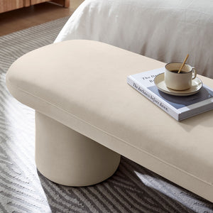 Modway Furniture Orla Performance Velvet Bench - Modern Elegance and Comfort for Any Space, Fully Assembled Design Almond EEI-7083-ALM