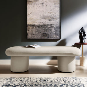 Modway Furniture Orla Performance Velvet Bench - Modern Elegance and Comfort for Any Space, Fully Assembled Design Almond EEI-7083-ALM