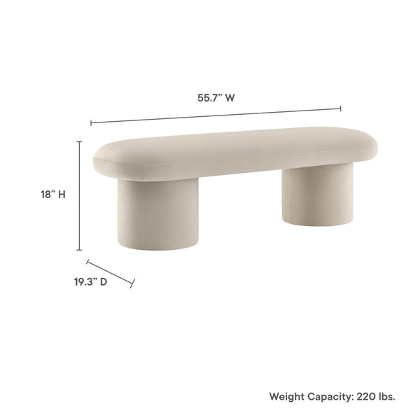 Modway Furniture Orla Performance Velvet Bench - Modern Elegance and Comfort for Any Space, Fully Assembled Design Almond EEI-7083-ALM