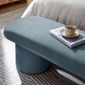 Modway Furniture Orla Performance Velvet Bench - Modern Elegance and Comfort for Any Space, Fully Assembled Design Cadet Blue EEI-7083-CAB