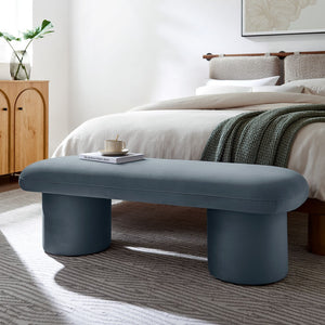 Modway Furniture Orla Performance Velvet Bench - Modern Elegance and Comfort for Any Space, Fully Assembled Design Cadet Blue EEI-7083-CAB