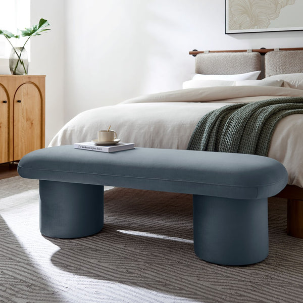 Modway Furniture Orla Performance Velvet Bench - Modern Elegance and Comfort for Any Space, Fully Assembled Design Cadet Blue EEI-7083-CAB