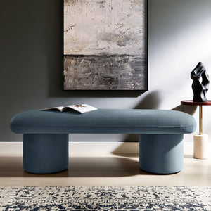 Modway Furniture Orla Performance Velvet Bench - Modern Elegance and Comfort for Any Space, Fully Assembled Design Cadet Blue EEI-7083-CAB