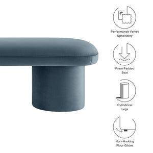 Modway Furniture Orla Performance Velvet Bench - Modern Elegance and Comfort for Any Space, Fully Assembled Design Cadet Blue EEI-7083-CAB