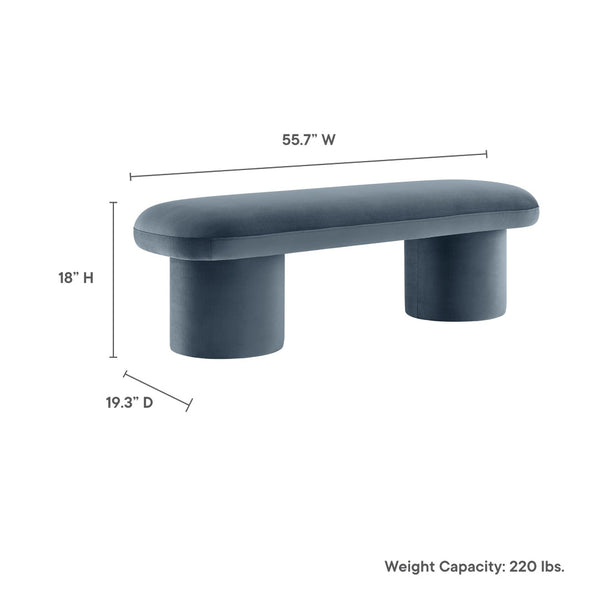 Modway Furniture Orla Performance Velvet Bench - Modern Elegance and Comfort for Any Space, Fully Assembled Design Cadet Blue EEI-7083-CAB