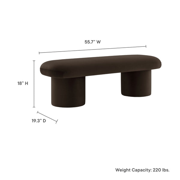 Modway Furniture Orla Performance Velvet Bench - Modern Elegance and Comfort for Any Space, Fully Assembled Design Chocolate Brown EEI-7083-CHB