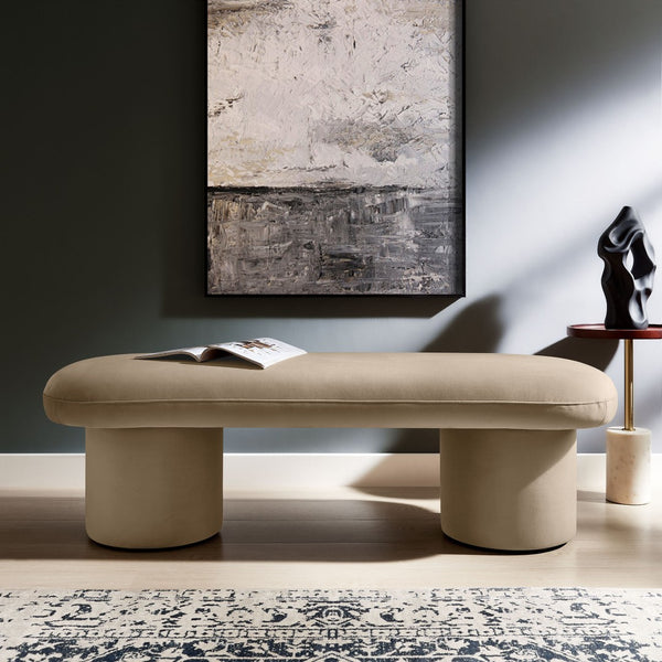 Modway Furniture Orla Performance Velvet Bench - Modern Elegance and Comfort for Any Space, Fully Assembled Design Taupe EEI-7083-TAU