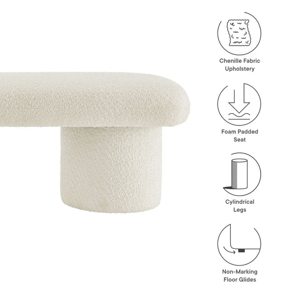 Modway Furniture Orla Chenille Upholstered Bench by Modway - Cozy Modern Seating for Homes, Entryways & Living Rooms Cream EEI-7084-CRE